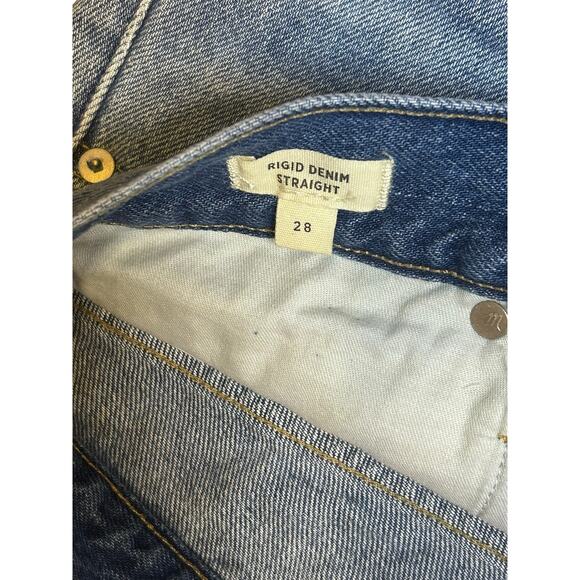 Madewell Women’s Rigid Denim Straight Distressed Mini Skirt Size 28”/6 NWT - Picture 5 of 7